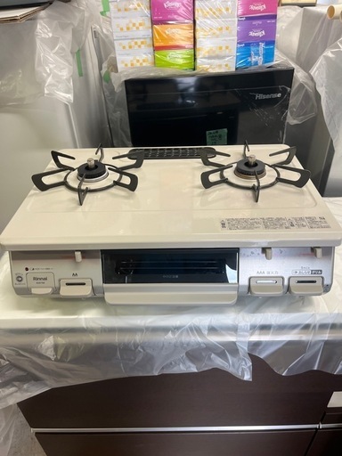 『新古品！』2022年製リンナイ　ガステーブル都市ガス用/クリームベージュ/右強火力