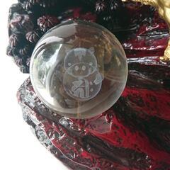 G-046/札幌市内無料配達/風水山水龍 金龍下山 35cm置物/クリスタル ガラス 50㎜玉 干支梵字 キリーク 亥/中古品の画像