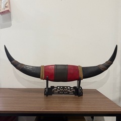 水牛の角　龍の手彫り　置物　横幅約103cmの画像