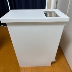 新輝合成 トンボ ユニード ゴミ箱 45リットル ふた付き 蓋を開けずにごみを捨てられる プッシュタイプ ペダル式 ホワイト 45S 幅26.5×奥行45.5×高さ55.5cm 日本製の画像