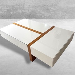 旭川 ホワイトハイグロス仕上げ 【5万円】収納付きセンターテーブル / Angelo(アンジェロ)の画像