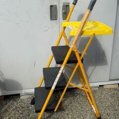 ◆お引取り限定 ◆タック 継ぎ式トレイ付脚立３段 USED美品の画像