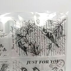 透明スタンプ　クリアスタンプ　新品未使用　鳥　蝶々　トンボ　花の画像