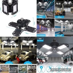 ガレージライト 作業灯 80W 6500K 天井照明 角度調節 昼白色 2個の画像
