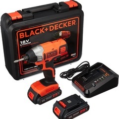 ブラックアンドデッカー(BLACK+DECKER) コードレス インパクトドライバー ソフトインパクト DIY 電動工具 穴あけ 締付工具 ワンタッチ ビット交換 18V 1.5Ah バッテリー 2個付き BPCI18JPBの画像