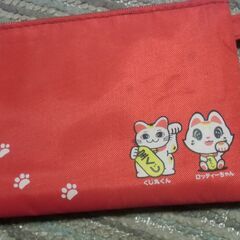 ●無料● ペンケース 宝くじ （くじ丸くん／ロッティーちゃん）まねきねこデザイン レッド 差し上げます。＊石川県＊美川より＊期間限定の画像