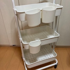 キッチンワゴン　キャスター付き　白 の画像