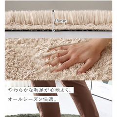 洗えるシャギーラグ 円形(約R185×185cm) アイボリーの画像