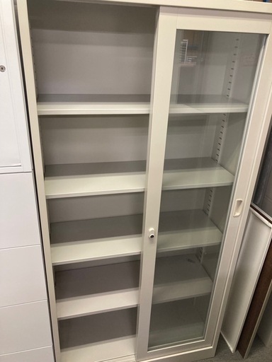 生興 ガラス引き違い書庫 キャビネット 中古