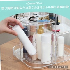 🉐【山善】360度回転式 タワー型 コスメラック クリア  スクエア 大容量   コスメ収納 メイクボックス 化粧品収納ケース リップスタンド   小物入れ      幅22 ×奥行22 ×高さ33cm YCR-22   定価￥2,563の画像