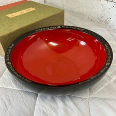 【象彦】 京漆器 花黒 京都 京漆匠 菓子盆 漆塗 漆器 赤黒漆器 お菓子鉢 伝統工芸 盛器 和食器 高級漆器 漆芸 日本製 美品 A0147の画像