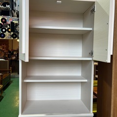 収納棚　棚　キッチン収納　レンジボード　白　ホワイト　引き出し付き　食器棚【横59.9奥32高184.5】の画像
