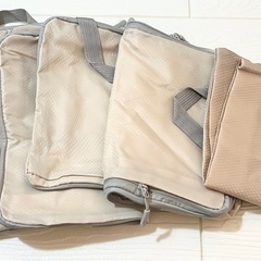 新品未使用　♥お得5点セット♥旅行用圧縮袋 トラベルポーチ 便利旅行圧縮バッグ ベージュの画像