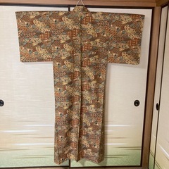 着物　小紋　袷　古典柄　しつけ糸付き　未使用品の画像