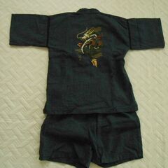 和服店購入、甚平さん上下、龍の刺繍付き、120～140cm 男の子の画像