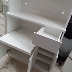 リユースのサカイ栃木店★ジモティ割あり★ ベルーナ 食器棚 ホワイト W89×D39.5×H182 クリーニング済み TC10155の画像
