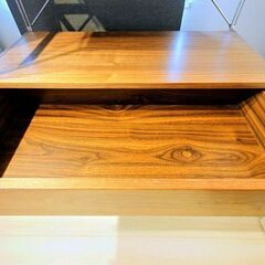 無印良品ステンレスユニットシェルフ(ワイド、特大、ウォールナット棚、引出しセット)の画像