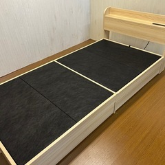 【リユース☆エコちょっぷ】シングルベッド マットレス付き 収納引き出し2杯 コンセント付きヘッドボードの画像