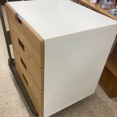 【ジモティー割引で最大15％OFF⭐️】 デスクワゴン　引き出し収納　木目×ホワイトの画像