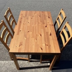 【🪑IKEA/イケア ヨックモックテーブル、イス4脚セット】廃盤商品　木製テーブル　table リビング　living ダイニング　dining イス　椅子　4人掛け　四人掛け　4p 4Pの画像