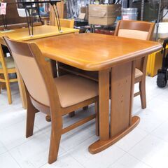 ダイニング3点セット　ブラウン　リユース品　価格　9,900円の画像
