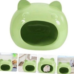 新品未使用！ハムスターハウス 小動物 隠れ家 寝床 陶器 遊び場 ひんやり トイレ 緑グリーン　ゴールデンハムスター　ジャンガリアンの画像