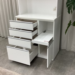 KH-22【新入荷　リサイクル品】ニトリ　レジューム90 オープンキッチンボード　白の画像
