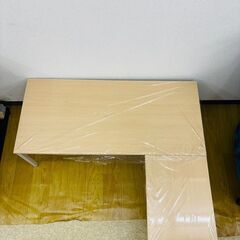【新品・未使用】サンワサプライ ローデスクL字型 100-DESKL003 ライトブラウンの画像