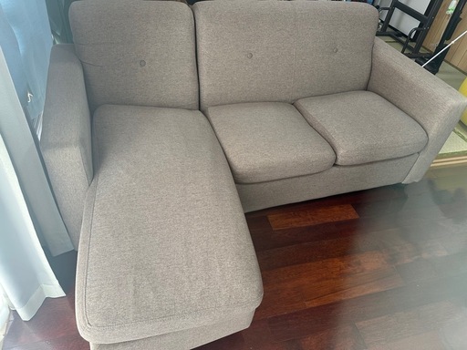 三人掛けソファ　グレー