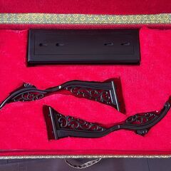 中国美術 透彫刻  軍配 高48cm幅28cm 台座・箱付 両面 団扇の画像