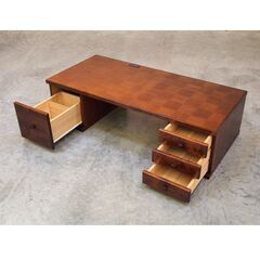 ≪zyt2388ジ≫ 昭和レトロ家具 文机 両袖机 市松模様天板...