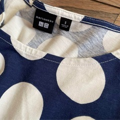 美品☆マリメッコ×UNIQLO☆ワンピース☆ネイビー×ホワイト☆ドット柄☆S☆の画像