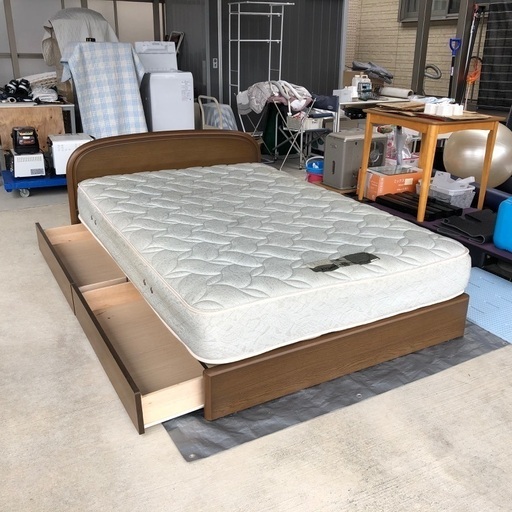 アイシン精機 収納付ダブルベッドフレーム&トヨタ 極厚マットレス