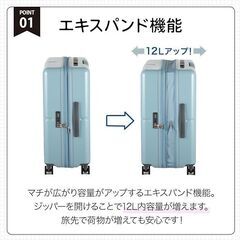 【定価35000円・新品】ACE スーツケース 63L〜75L 拡張機能 アイスグレーの画像