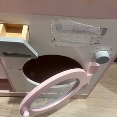おままごと キッチン 木製 誕生日 台所 洗濯機 調理器具付き 調味料 食材 知育玩具 おもちゃキッチン  （ピンク）の画像