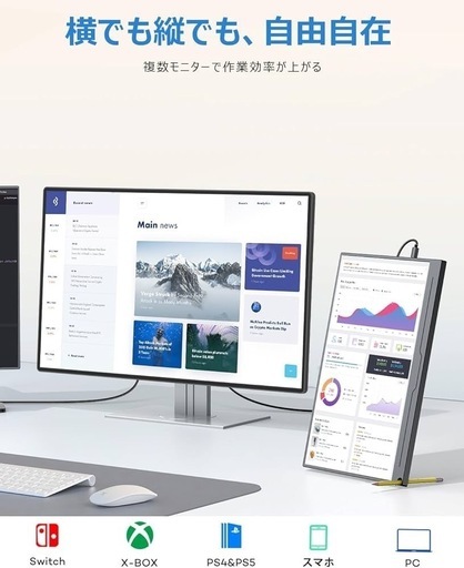 EVICIV モバイルモニター 15.6インチ 1920*1080 ゲーミング用 ポータブルディスプレイ IPS液晶パネル 薄型 軽量 ペンホールスタンド VESA 保護カバー USB Type-C 標準HDMI PS4/XBOX/Switch/PC/Macなど対応 在宅勤務 リモートワーク EVC-1506