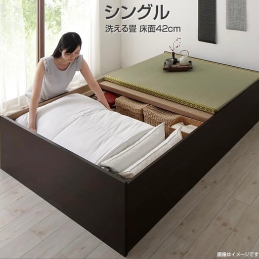 【良品】日本製・大容量収納！小上がり畳ベッド（シングル）