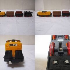 G∝233 プラレール DD-51 ディーゼル きかんしゃ 4両セット 旧動力 トミー 日本製 前スイッチ TOMY JAPAN 検：特急 当時物 鉄道 絶版品の画像