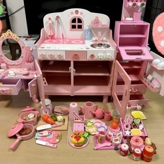 本日限定価格です。マーザーガーデン　 おままごと　キッチン　女の子　ドレッサー　キッチン　ドリンクバー　冷蔵庫　オーブントースター　の画像