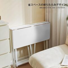 再出品⚠️【新品未開封】折りたたみデスク 80cm 在宅ワーク 勉強机 多機能 コンパクト 収納簡単 パソコンデスク 作業台 化粧台 省スペース 折り畳み式テーブル ホワイトBの画像