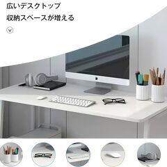 再出品⚠️【新品未開封】折りたたみデスク 80cm 在宅ワーク 勉強机 多機能 コンパクト 収納簡単 パソコンデスク 作業台 化粧台 省スペース 折り畳み式テーブル ホワイトBの画像