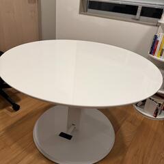 【美品】ディノス 昇降式 リフティング テーブル 径110cm ホワイトの画像