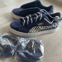 PUMA ネイビー スリッポンスニーカー 20cmの画像