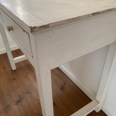古道具　ホワイト木製デスクの画像