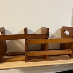木製　伸縮　ブックスタンド？収納棚の画像