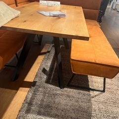🔥ほぼ新品！定価30万→10万💎北欧風レザーテックス L字ダイニング3点セット✨即決優先！の画像