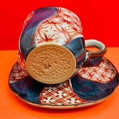 愛陶 古染祥瑞 カップ&ソーサー 2客セット 碗皿 和柄 コーヒーカップの画像
