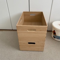 ほぼ新品級！無印muji 収納ボックス 重なる竹材長方形ボックス中サイズの画像