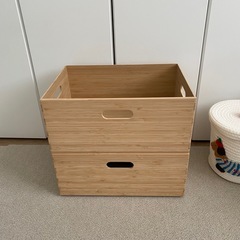 ほぼ新品級！無印muji 収納ボックス 重なる竹材長方形ボックス中サイズの画像