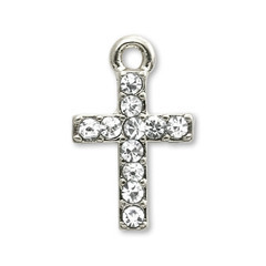 【貴和製作所】チャーム クロス石付No.10　クリスタル　2種セットの画像